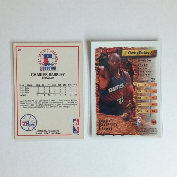 Set 2 NBA 1989 Charles Barkley Trading Card & 1994 Refractor Topps Trading Card - Picture 3 of 17